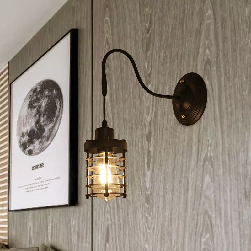 Rynx | Metal Cylinder/Hexagonal Engaged Wall Lamp Farm 1 Lamp Restaurant Wall Mount Fixture in Black