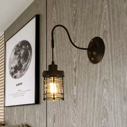 Rynx | Metal Cylinder/Hexagonal Engaged Wall Lamp Farm 1 Lamp Restaurant Wall Mount Fixture in Black