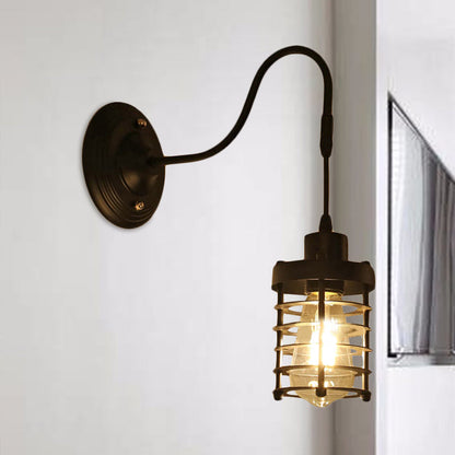 Rynx | Metal Cylinder/Hexagonal Engaged Wall Lamp Farm 1 Lamp Restaurant Wall Mount Fixture in Black