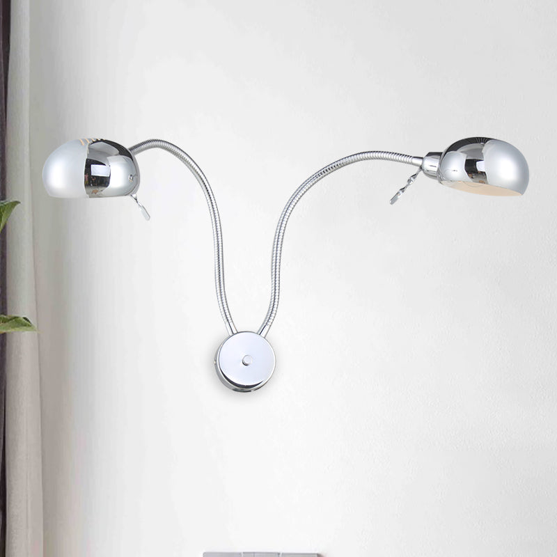 Rynx | Double-headed metal wall lamp industrial style 2 lights bedroom wall lamp with flexible arm in black/chrome