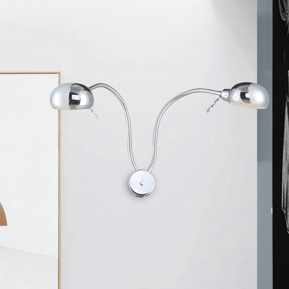 Rynx | Double-headed metal wall lamp industrial style 2 lights bedroom wall lamp with flexible arm in black/chrome