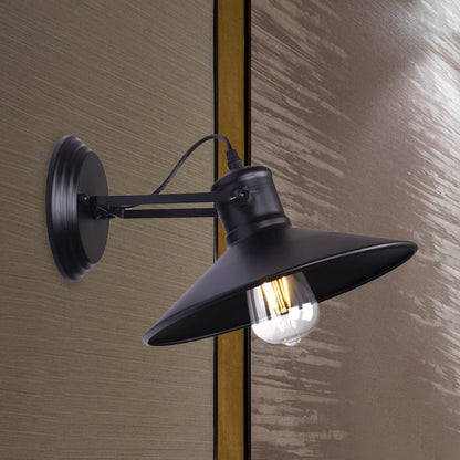 Rynx | Metallic Saucer Wall Light Antique Style 1-Bulb Hallway Wall Light Lamp in Black/Rust
