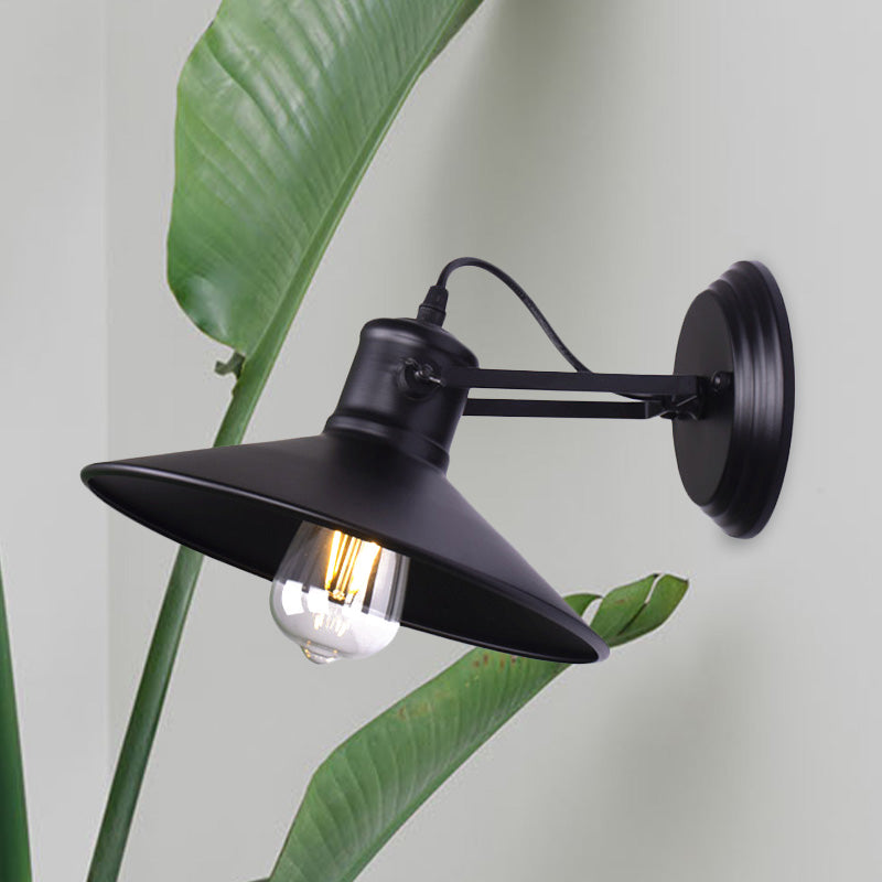 Rynx | Metallic Saucer Wall Light Antique Style 1-Bulb Hallway Wall Light Lamp in Black/Rust