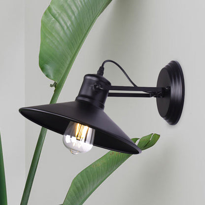 Rynx | Metallic Saucer Wall Light Antique Style 1-Bulb Hallway Wall Light Lamp in Black/Rust