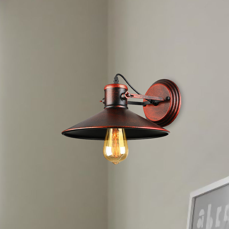 Rynx | Metallic Saucer Wall Light Antique Style 1-Bulb Hallway Wall Light Lamp in Black/Rust