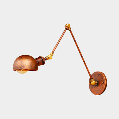 Rynx | 4"/6.5" Dia Domed Metal Wall Lamp Fixture Vintage Style 1 Head Study Room Adjustable Wall Light in Rust