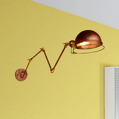 Rynx | Vintage Industrial Bowl Wall Lamp 1 Light Iron Wall Lamp with Rotatable Arm in Black/Metal