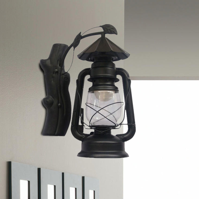Rynx | Black/Bronze/Copper Kerosene Wall Lighting Coastal Clear Glass 1 Light Outdoor Wall Lamps Light