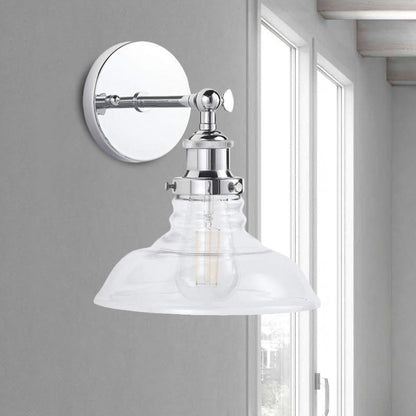 Rynx | Clear Glass Chrome/Nickel Wall Light Barn 1-Bulb Industrial Wall Lamp for the Kitchen