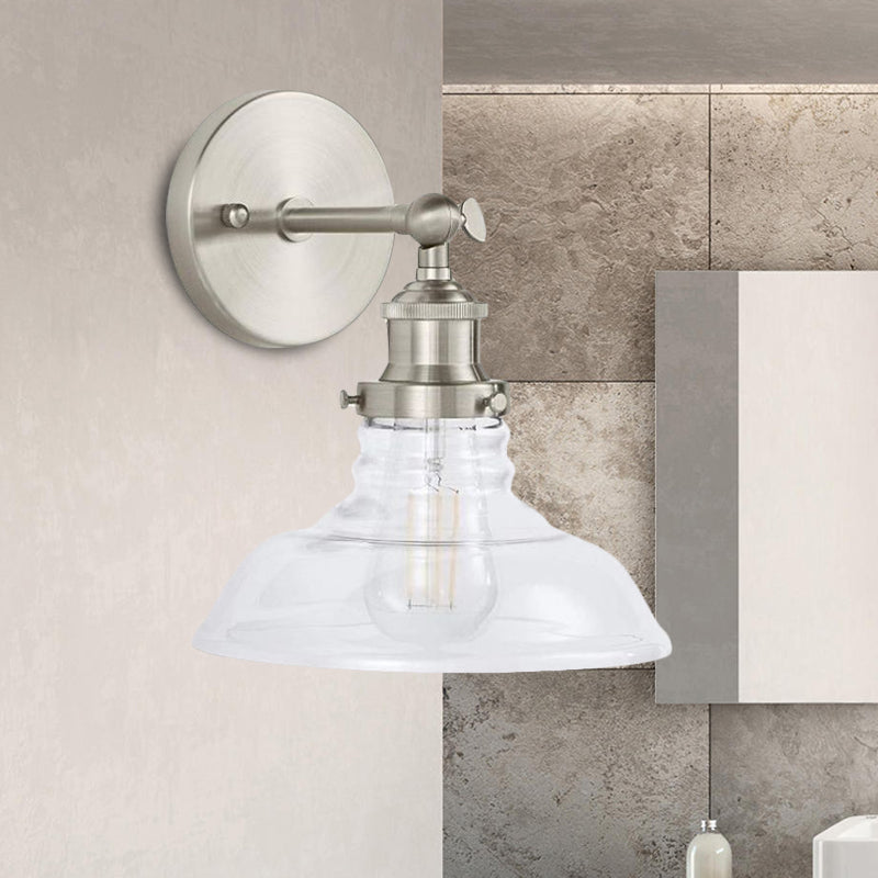 Rynx | Clear Glass Chrome/Nickel Wall Light Barn 1-Bulb Industrial Wall Lamp for the Kitchen