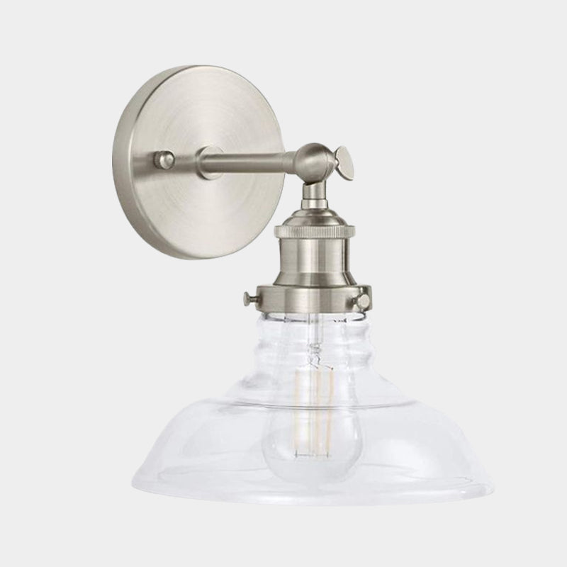 Rynx | Clear Glass Chrome/Nickel Wall Light Barn 1-Bulb Industrial Wall Lamp for the Kitchen