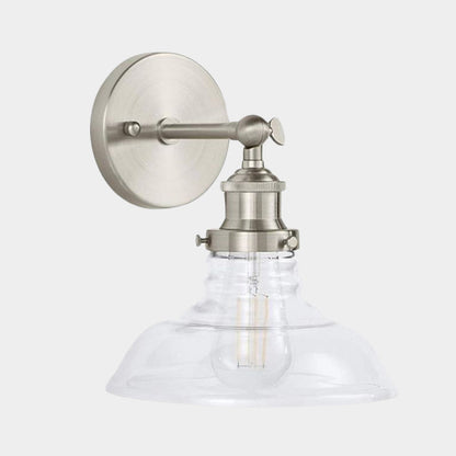 Rynx | Clear Glass Chrome/Nickel Wall Light Barn 1-Bulb Industrial Wall Lamp for the Kitchen