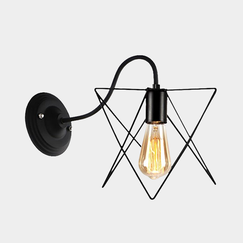 Rynx | Black 1 Head Wall Lamp Vintage Industrial Metal Bottle/Rectangular Wall Light Wall Lamp with Wire Frame for Café