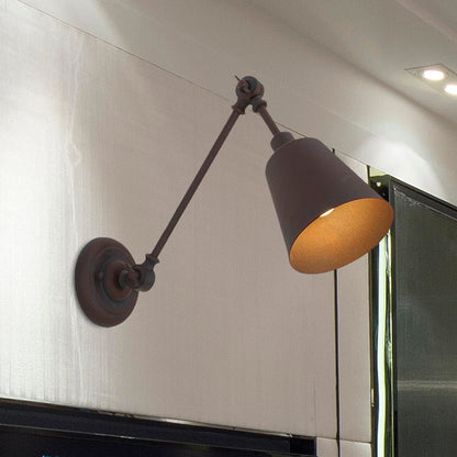 Rynx | 1 Light Metal Wall Lamp Contemporary Black/Rust Colored Tailored Bedroom Wall Lamp Sconces with Adjustable Arm