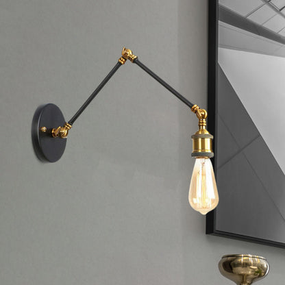Rynx | 1 Light Swing Arm Wall Lamp Light Industrial Black/Brass Metal Wall Light Fixture for Bathroom