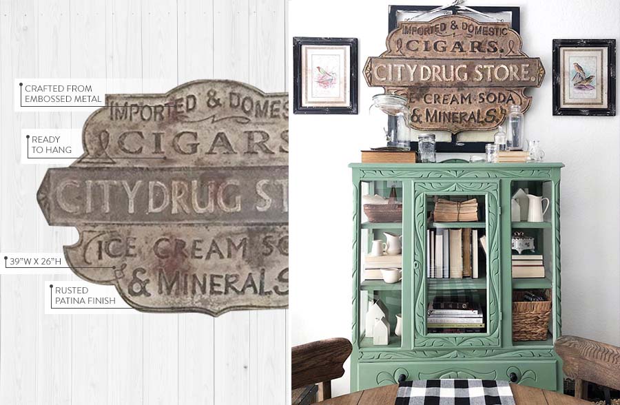 Rynx | Embossed Metal Drugstore Sign