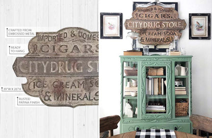 Rynx | Embossed Metal Drugstore Sign