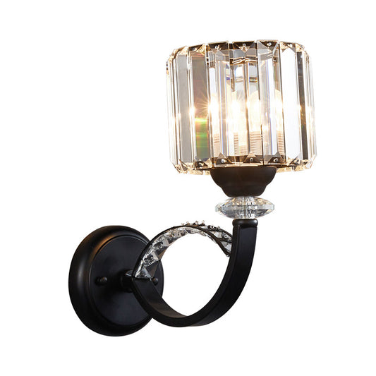 Rynx | Black Single Wall Lamp Modern Prism Crystal Cylindrical Wall Mounted Lamp