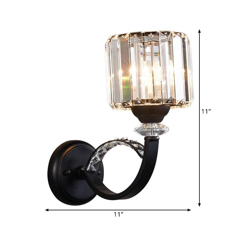 Rynx | Black Single Wall Lamp Modern Prism Crystal Cylindrical Wall Mounted Lamp