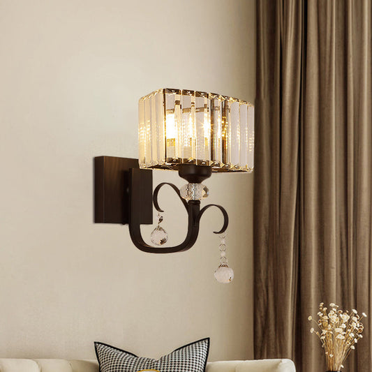 Rynx | 1/2-Bulb Metal Wall Light contemporary black curved arm hallway wall-mounted lamp
