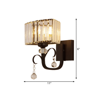 Rynx | 1/2-Bulb Metal Wall Light contemporary black curved arm hallway wall-mounted lamp