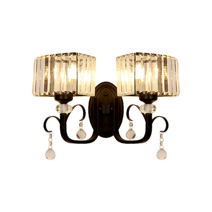 Rynx | 1/2-Bulb Metal Wall Light contemporary black curved arm hallway wall-mounted lamp