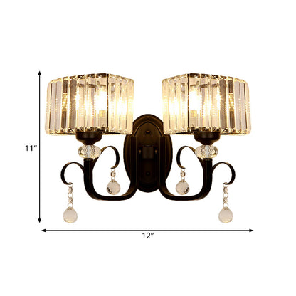 Rynx | 1/2-Bulb Metal Wall Light contemporary black curved arm hallway wall-mounted lamp
