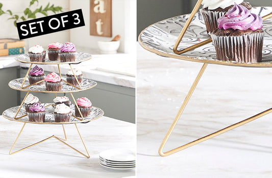 Rynx | Stackable Metal Cupcake Stands, Set of 3