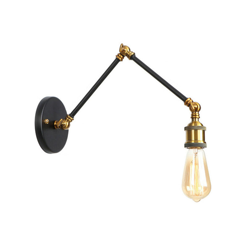 Rynx | 1 Light Swing Arm Wall Lamp Light Industrial Black/Brass Metal Wall Light Fixture for Bathroom