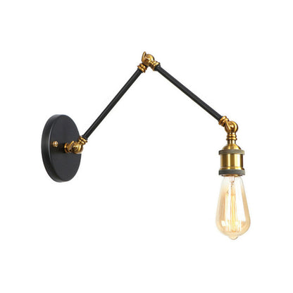 Rynx | 1 Light Swing Arm Wall Lamp Light Industrial Black/Brass Metal Wall Light Fixture for Bathroom