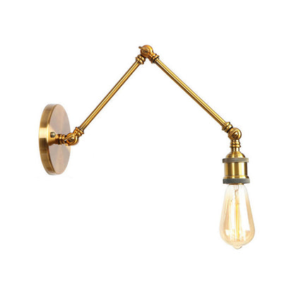 Rynx | 1 Light Swing Arm Wall Lamp Light Industrial Black/Brass Metal Wall Light Fixture for Bathroom