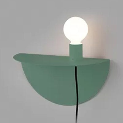 Rynx | Open Bulb Kids Bedroom Wall Light with Half Circle Metal 1 Light Nordic Style Wall Lamp