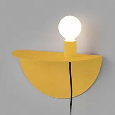Rynx | Open Bulb Kids Bedroom Wall Light with Half Circle Metal 1 Light Nordic Style Wall Lamp