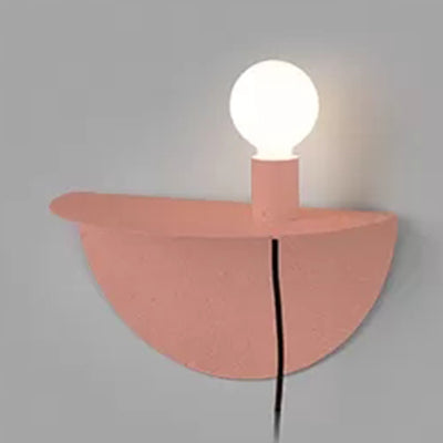 Rynx | Open Bulb Kids Bedroom Wall Light with Half Circle Metal 1 Light Nordic Style Wall Lamp