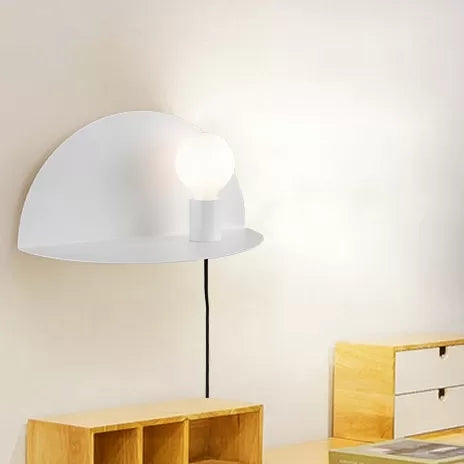 Rynx | Open Bulb Kids Bedroom Wall Light with Half Circle Metal 1 Light Nordic Style Wall Lamp
