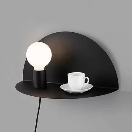 Rynx | Open Bulb Kids Bedroom Wall Light with Half Circle Metal 1 Light Nordic Style Wall Lamp
