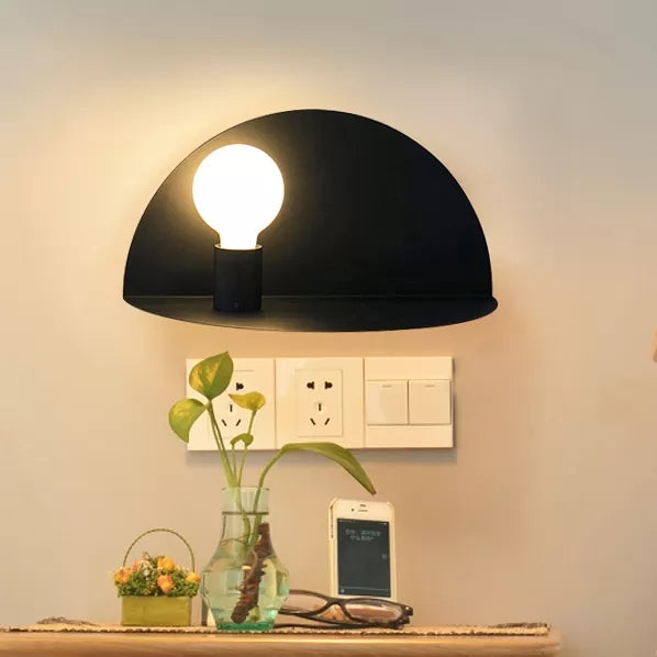 Rynx | Open Bulb Kids Bedroom Wall Light with Half Circle Metal 1 Light Nordic Style Wall Lamp