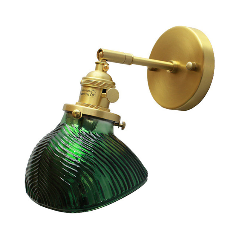 Rynx | Rotatable Wall Light for Adults Bedroom Metal Single Light Green and Brass Wall Lamp