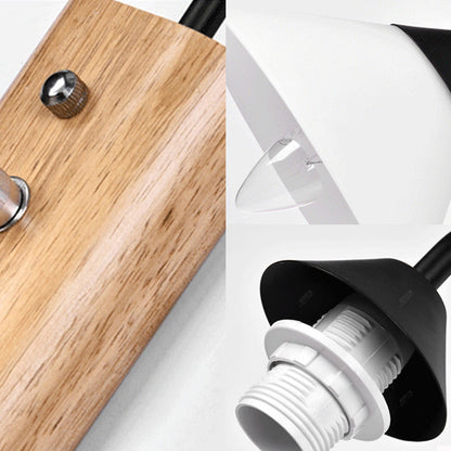 Rynx | Milk glass conical wall lamp dining room corridor 1 light modern wall light with wooden base