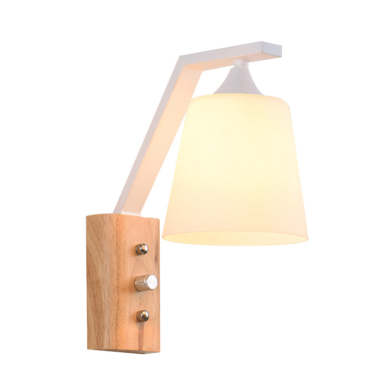 Rynx | Bucket Shade Stairwell Wall Lamp Opal Glass 1 Head Contemporary Wall Light
