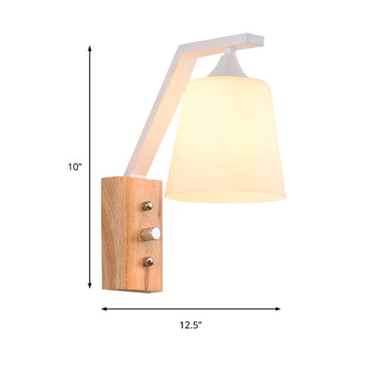 Rynx | Bucket Shade Stairwell Wall Lamp Opal Glass 1 Head Contemporary Wall Light