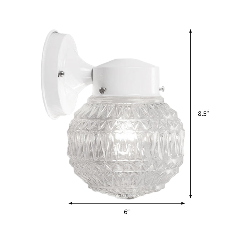 Rynx | Black/White Spherical Wall Light Modernist 1 Light Grid Glass Wall Lamp Light for Reading Room