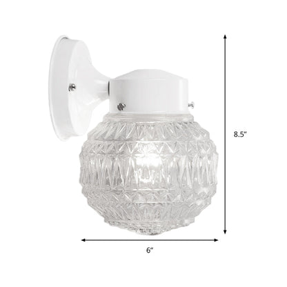 Rynx | Black/White Spherical Wall Light Modernist 1 Light Grid Glass Wall Lamp Light for Reading Room