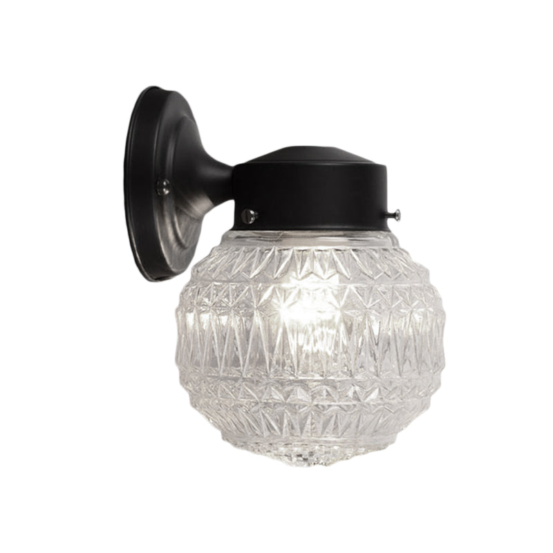Rynx | Black/White Spherical Wall Light Modernist 1 Light Grid Glass Wall Lamp Light for Reading Room