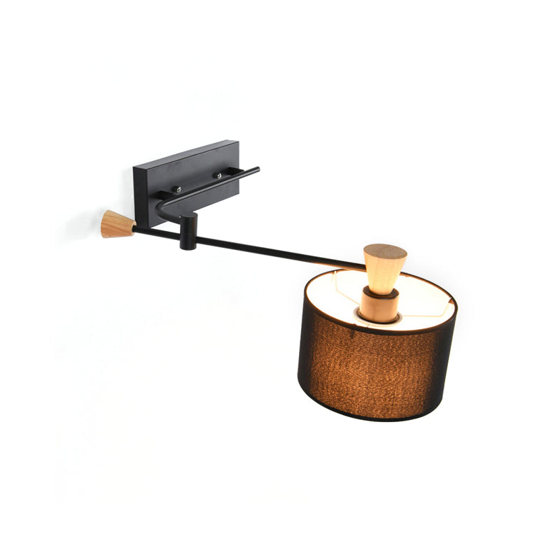 Rynx | Drum Wall Lamp Sconce Modernism Fabric 1 Light Sconce Light in Black/White for Living Room