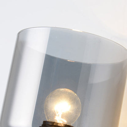 Rynx | Cylindrical gray glass wall lamp modernist 1 light chrome wall light with 1 switch/2 switches/no switch