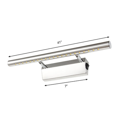 Rynx | Modern Style Cylinder Vanity Wall Sconce Metallic 10"/16" W LED Bathroom Wall Light in Chrome, Warm-/White Light