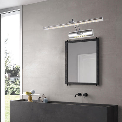 Rynx | Nickel Finish Linear Wall Lamp Contemporary 16"/21.5" Width LED Metallic Makeup Lighting in White/Warm Light