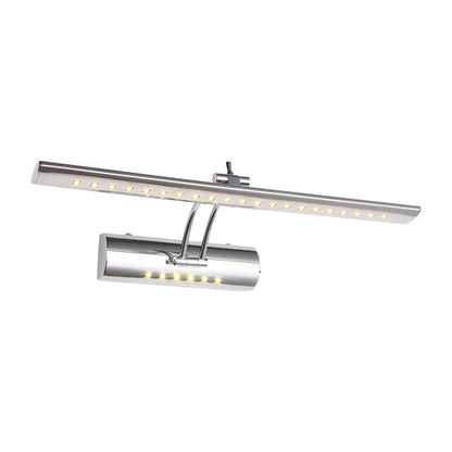 Rynx | Nickel Finish Linear Wall Lamp Contemporary 16"/21.5" Width LED Metallic Makeup Lighting in White/Warm Light