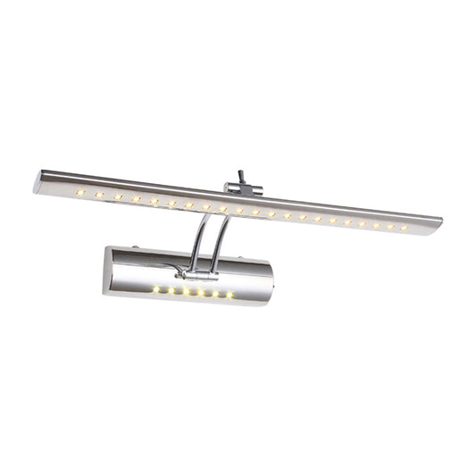 Rynx | Nickel Finish Linear Wall Lamp Contemporary 16"/21.5" Width LED Metallic Makeup Lighting in White/Warm Light